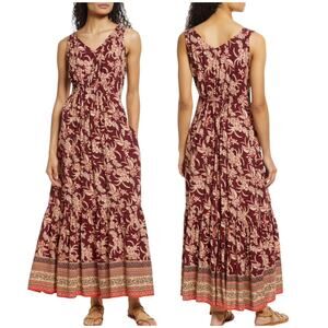 Beachlunchlounge NWT Freesia Print Maxi Dress Kona Beach Size S Red Pockets